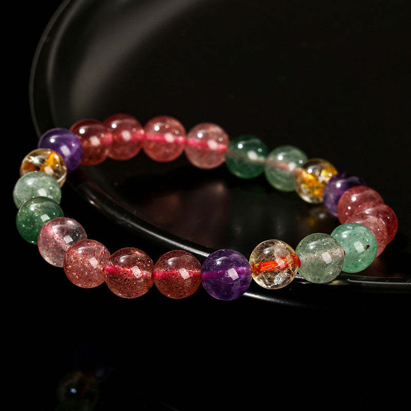 Multicolored Strawberry Quartz bracelet