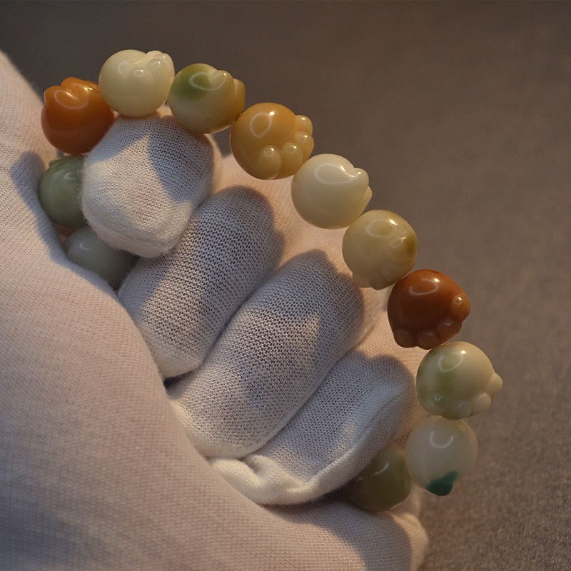 Multilayered Bodhi Seed Cute Cat Paw Calm Harmony Bracelet