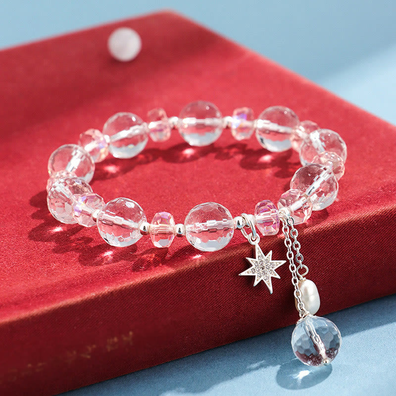 White Crystal Pink Crystal Star Bracelet