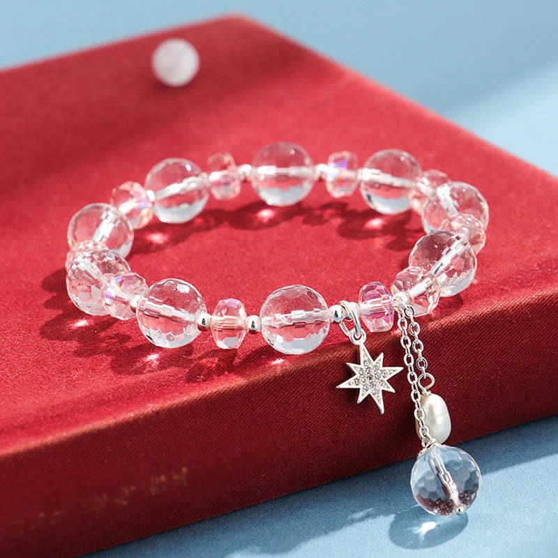 White Crystal Pink Crystal Star Bracelet