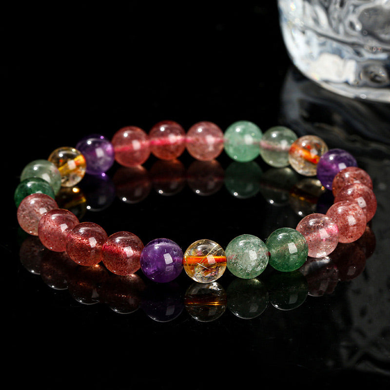 Multicolored Strawberry Quartz bracelet