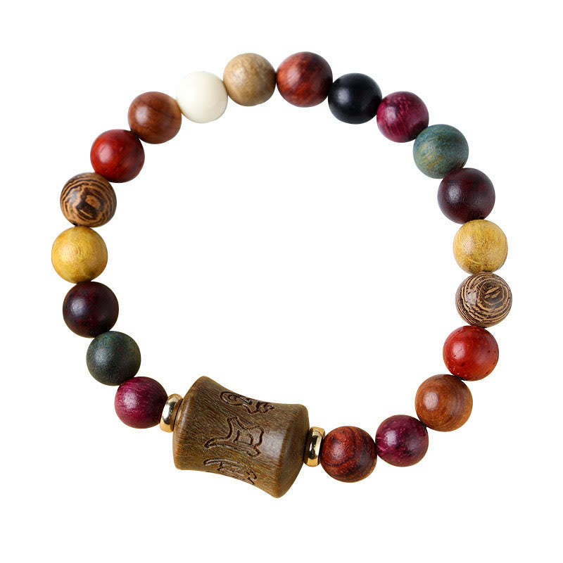 Tibet Multicolored Sandalwood Om Mani Padme Hum Protection Bracelet