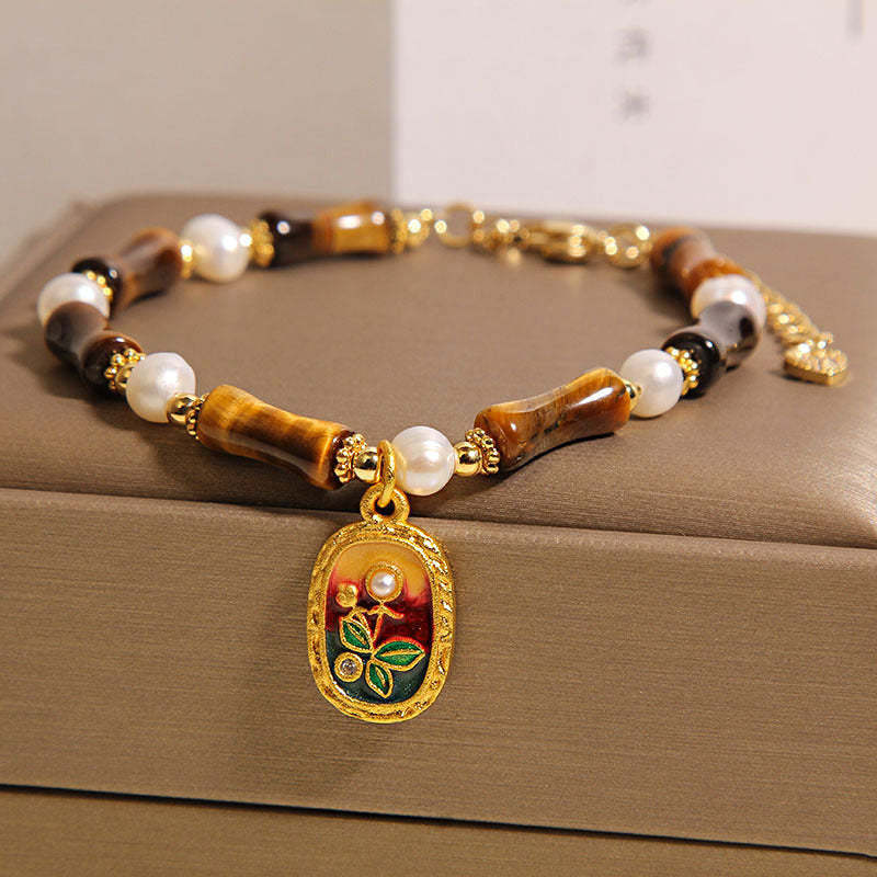 Chinese Style Stone Bamboo Glass Bracelet