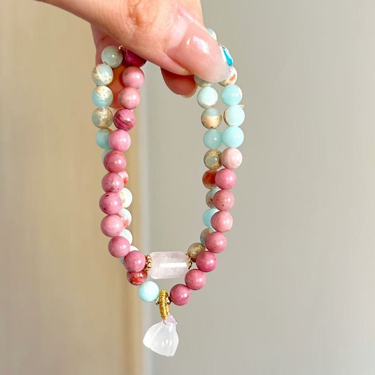 Pink Blue Stone Ballad • Longevity Stone  Bracelet