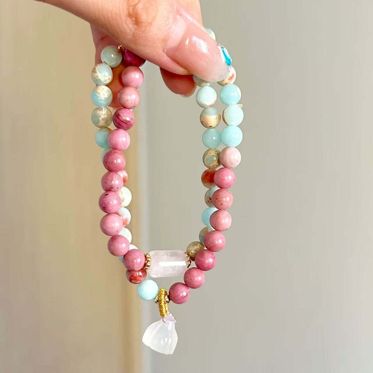Pink Blue Stone Ballad • Longevity Stone  Bracelet