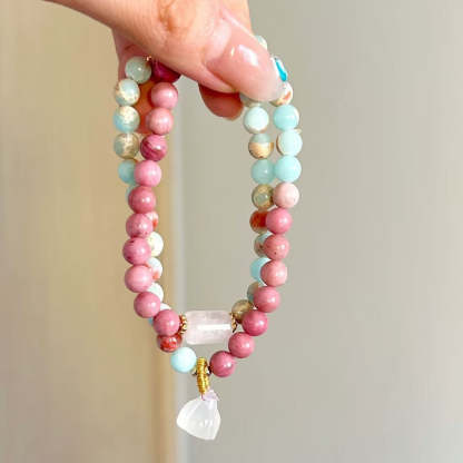 Pink Blue Stone Ballad • Longevity Stone  Bracelet