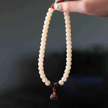 Natural White Jade Bodhi Double-Wrap Bracelet