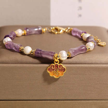 Chinese Style Stone Bamboo Glass Bracelet