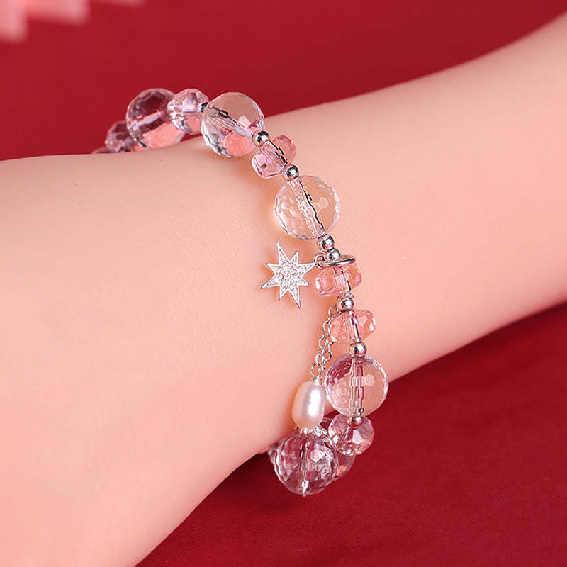White Crystal Pink Crystal Star Bracelet