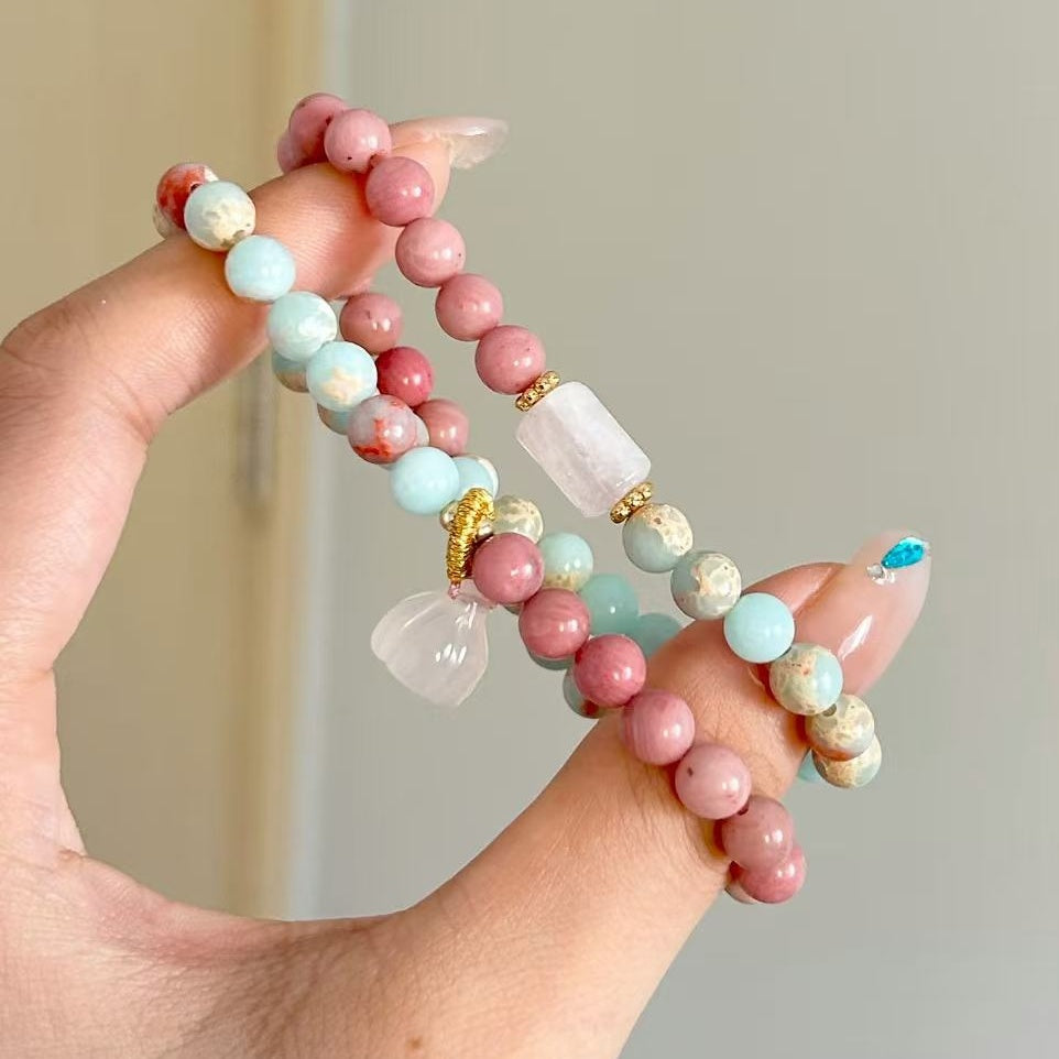 Pink Blue Stone Ballad • Longevity Stone  Bracelet