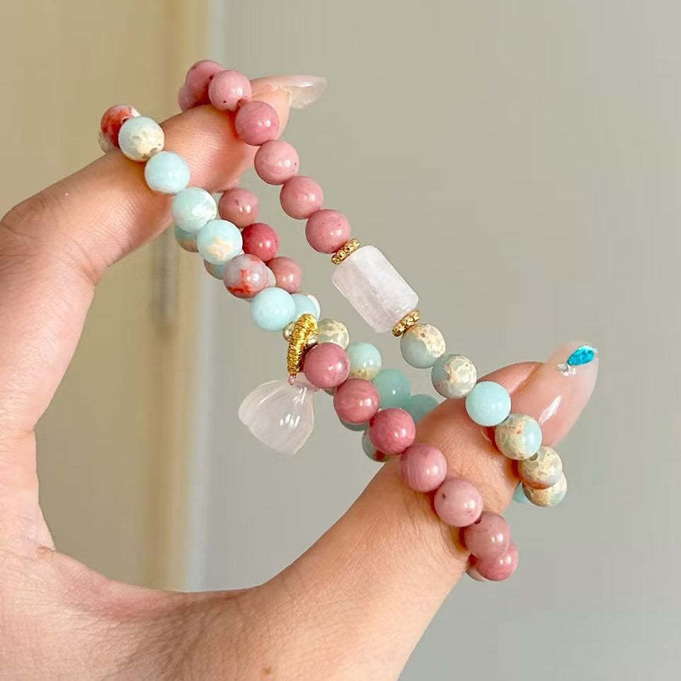 Pink Blue Stone Ballad • Longevity Stone  Bracelet