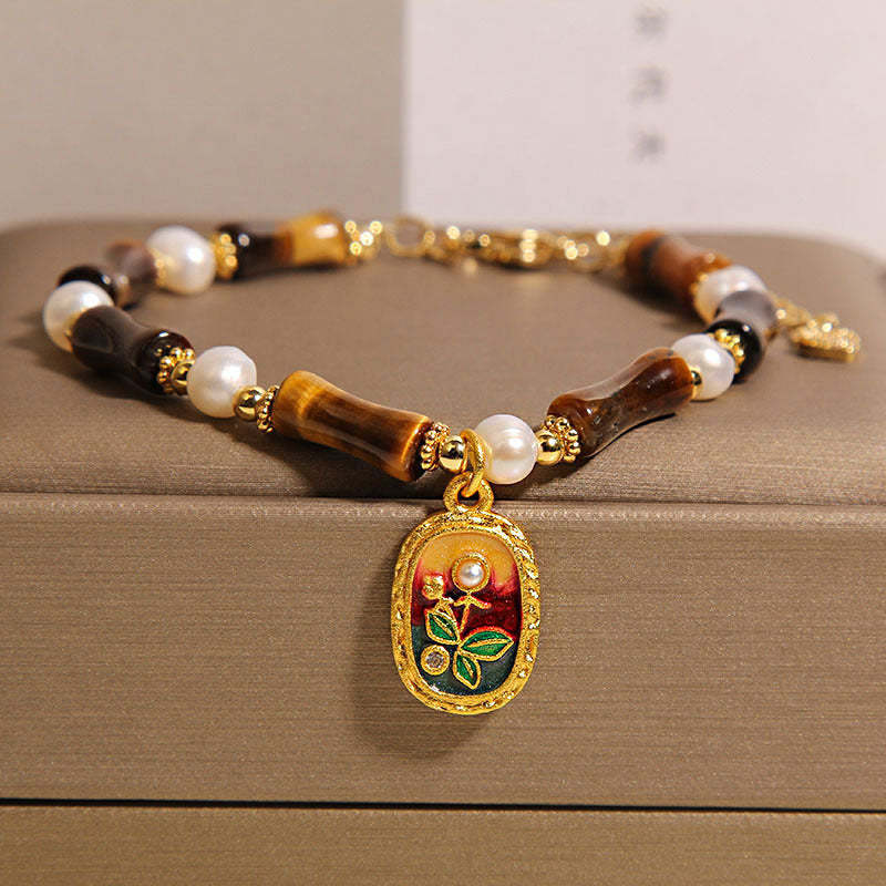Chinese Style Stone Bamboo Glass Bracelet
