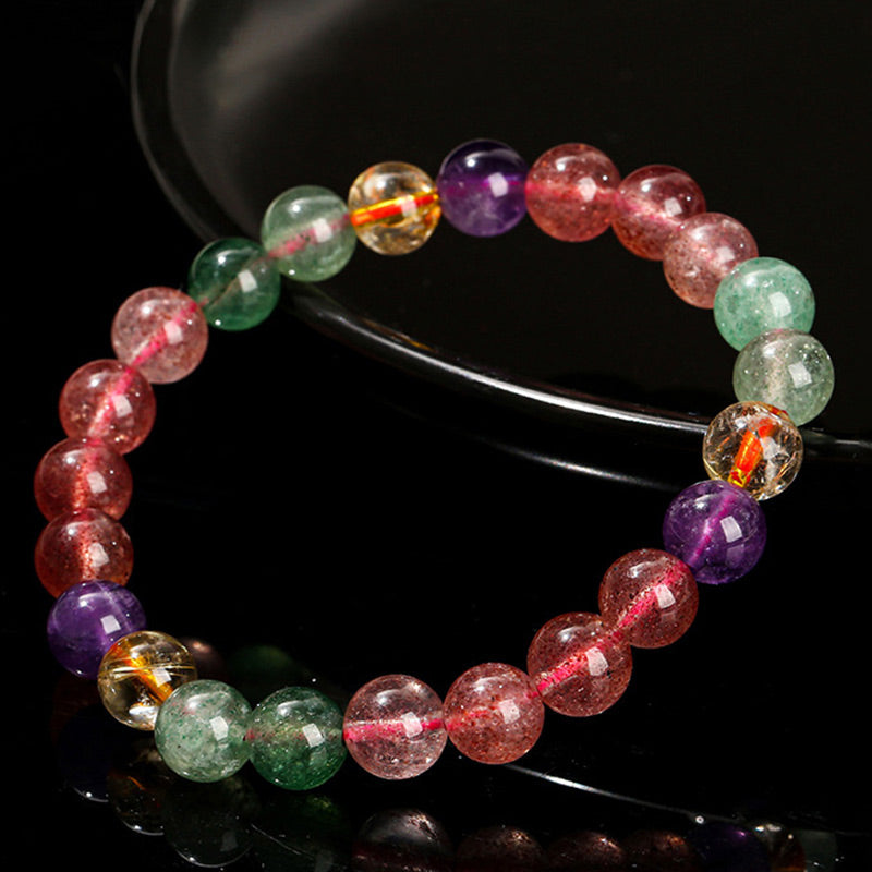 Multicolored Strawberry Quartz bracelet