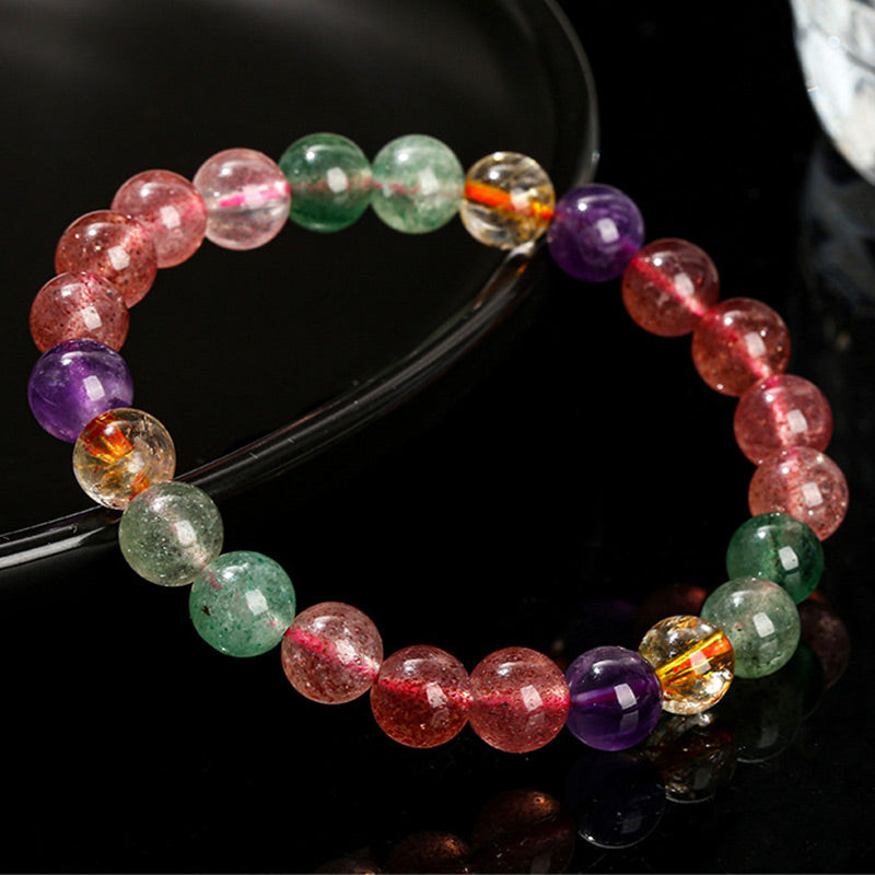 Multicolored Strawberry Quartz bracelet