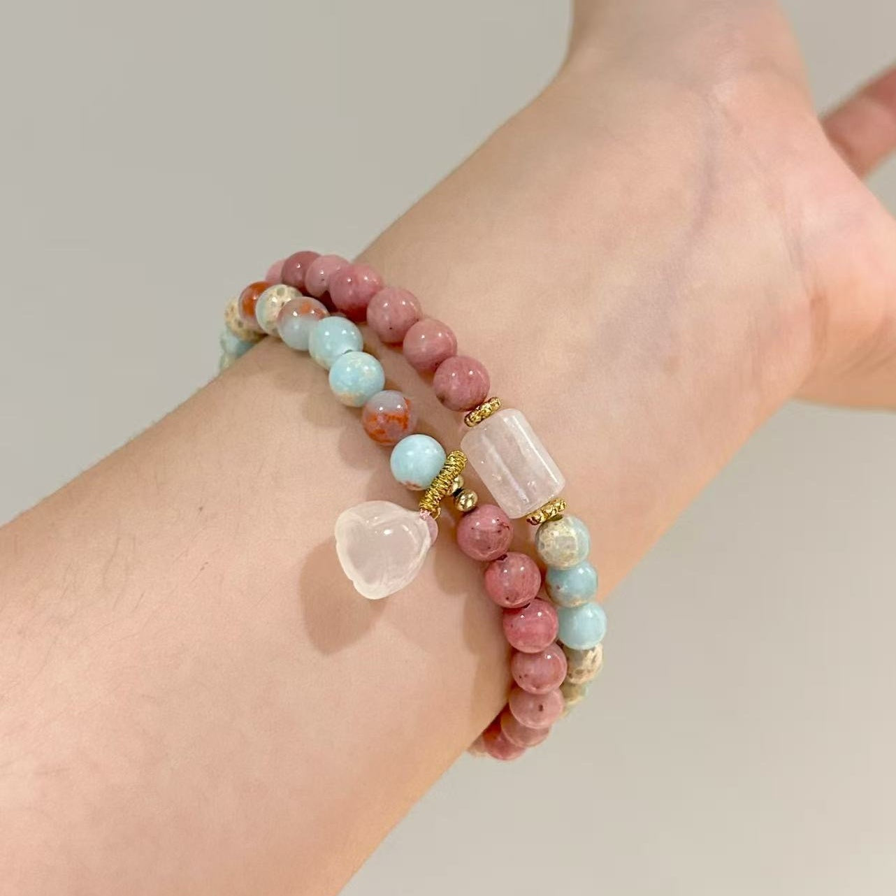 Pink Blue Stone Ballad • Longevity Stone  Bracelet