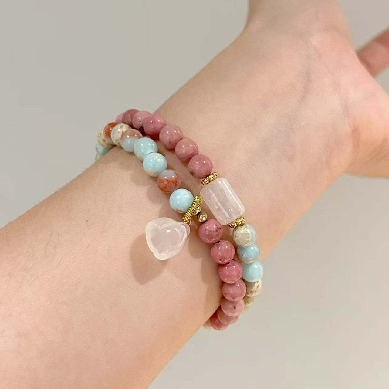 Pink Blue Stone Ballad • Longevity Stone  Bracelet