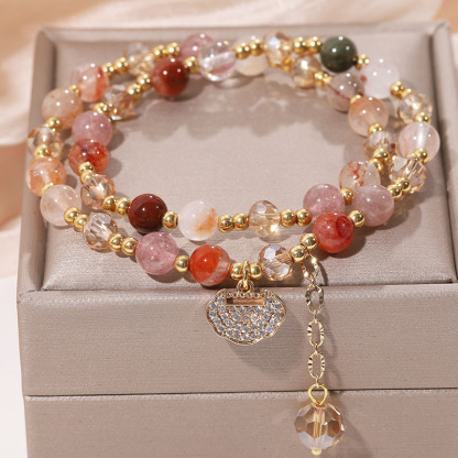 Colorful Rutilated Quartz Double Wrap Spiritual Growth Bead Bracelet
