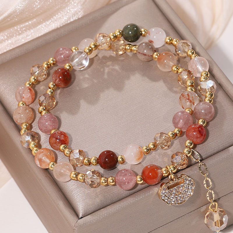 Colorful Rutilated Quartz Double Wrap Spiritual Growth Bead Bracelet
