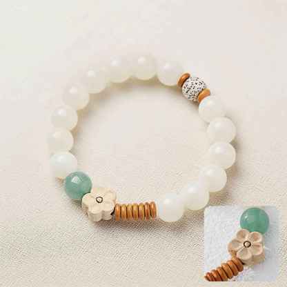 Natural White Jade & Green Aventurine Bodhi Bracelet