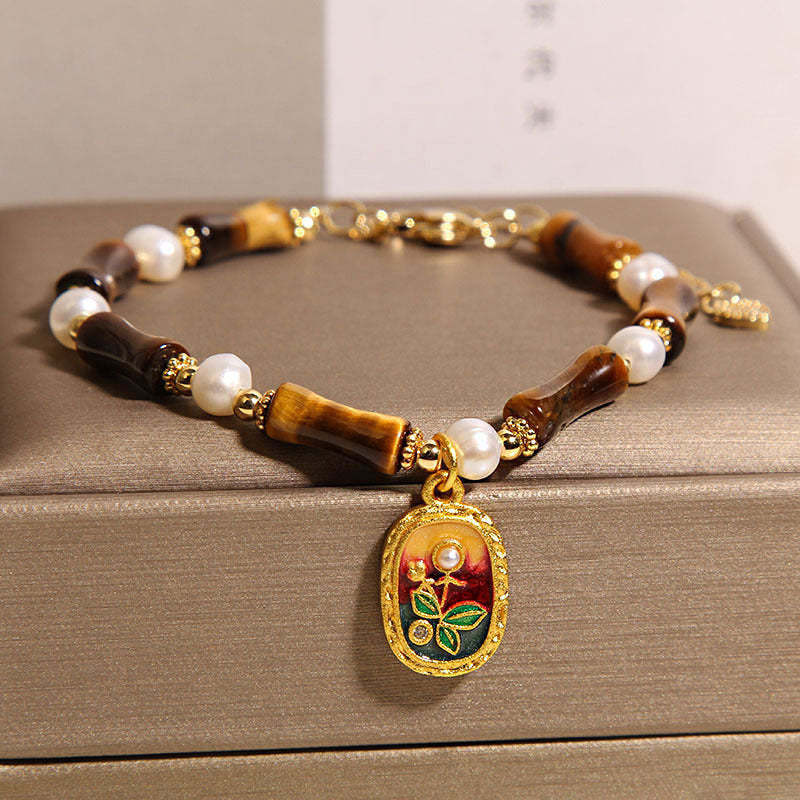 Chinese Style Stone Bamboo Glass Bracelet