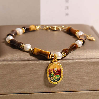 Chinese Style Stone Bamboo Glass Bracelet