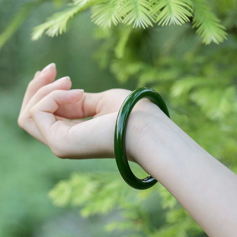 BCyan Jade Longevity Blessing Bangle Bracelet