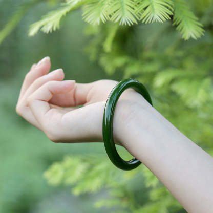 BCyan Jade Longevity Blessing Bangle Bracelet