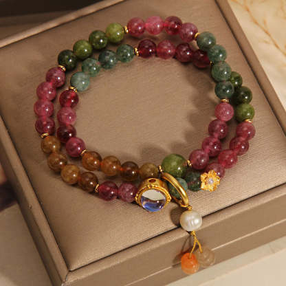 Calabash natural agate multi-circle stacking bracelet