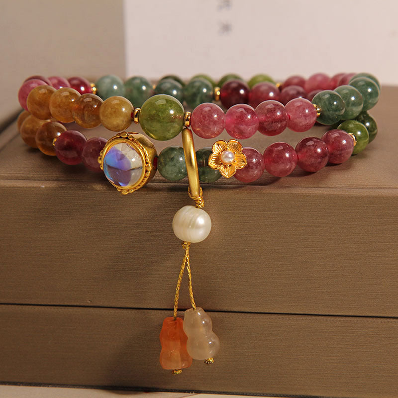 Calabash natural agate multi-circle stacking bracelet