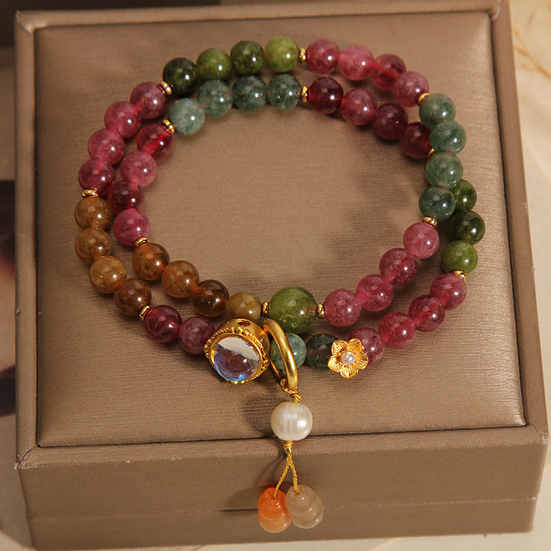 Calabash natural agate multi-circle stacking bracelet