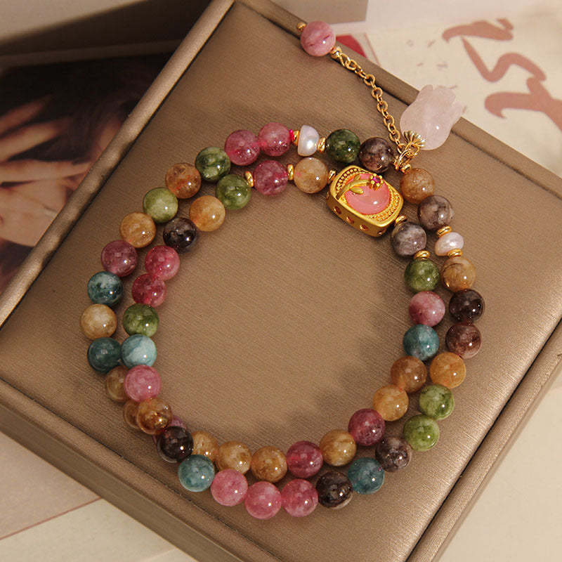 Lily of the valley natural agate multi-circle stacking bracelet