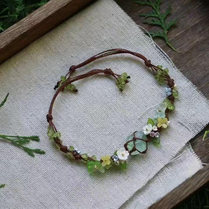 Small Flower Green Fluorite Bracelet