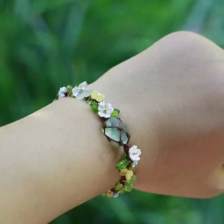 Small Flower Green Fluorite Bracelet