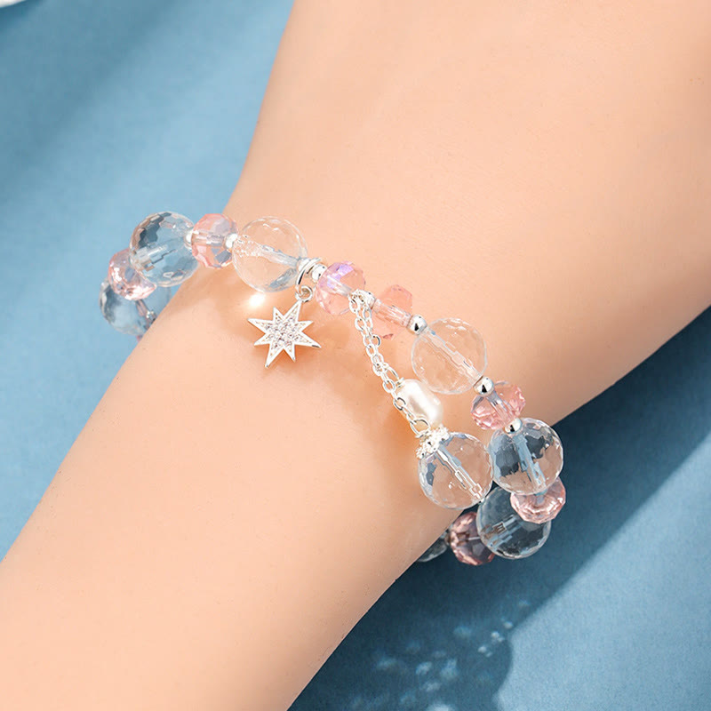 White Crystal Pink Crystal Star Bracelet