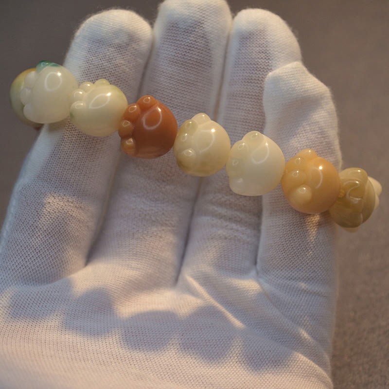 Multilayered Bodhi Seed Cute Cat Paw Calm Harmony Bracelet