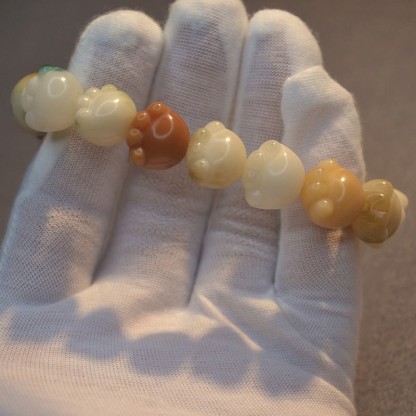 Multilayered Bodhi Seed Cute Cat Paw Calm Harmony Bracelet