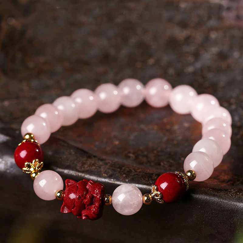 Pink Crystal and Nine-Tailed Fox Bracelet