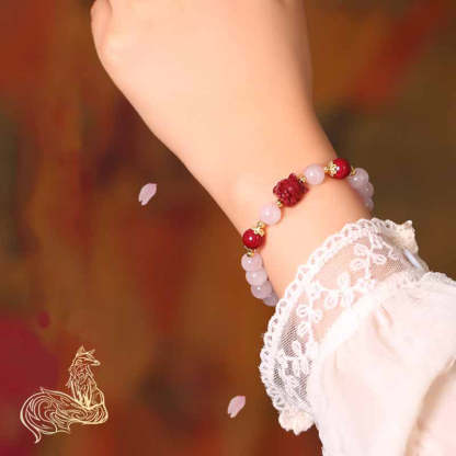 Pink Crystal and Nine-Tailed Fox Bracelet