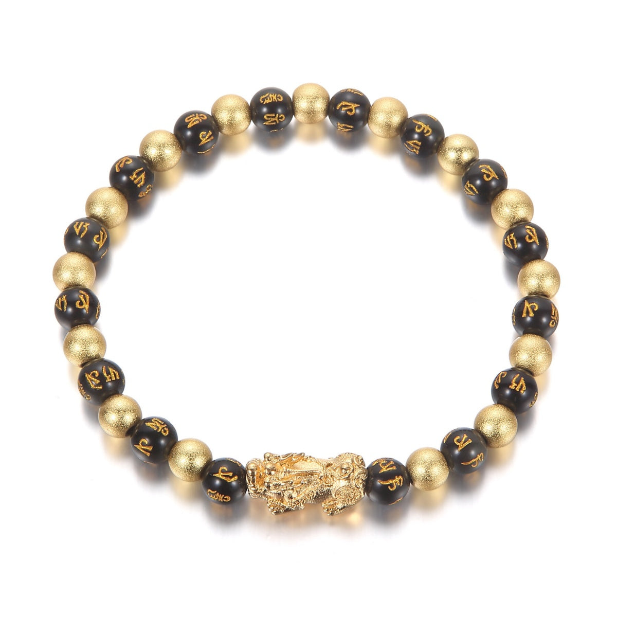 Black and Gold Feng Shui Beads Pixiu Charm