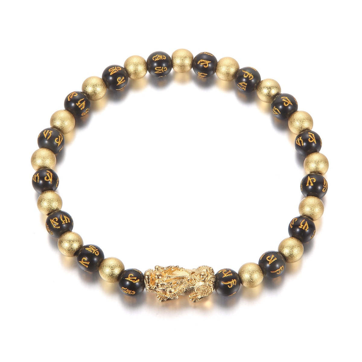 Black and Gold Feng Shui Beads Pixiu Charm