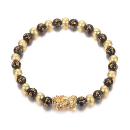 Black and Gold Feng Shui Beads Pixiu Charm