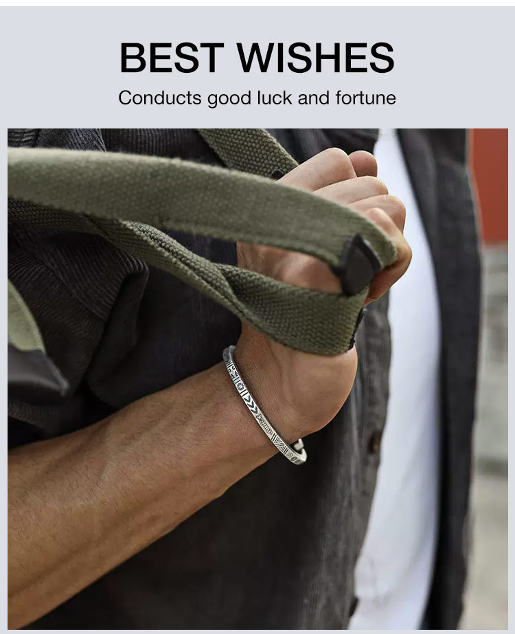 Lucky vintage totem bracelet Bless Wealth and Auspicious Carving - Adjustable, Free box