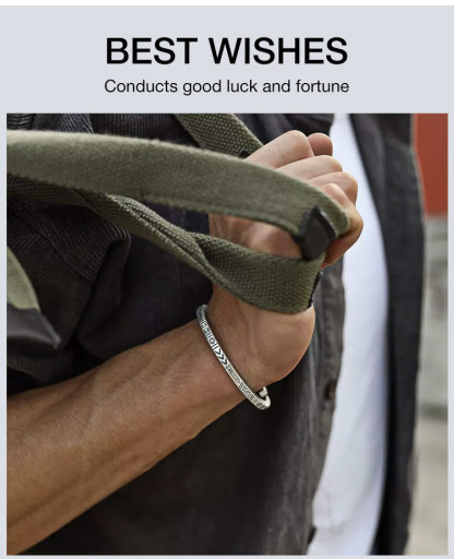 Lucky vintage totem bracelet Bless Wealth and Auspicious Carving - Adjustable, Free box