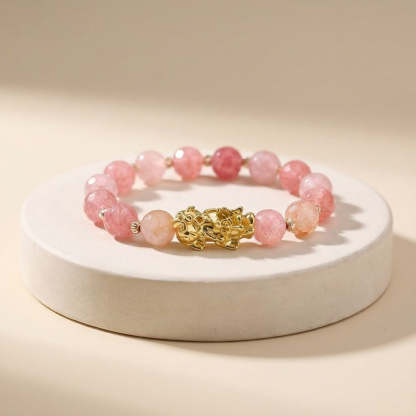 Feng Shui Abundance Anchor | Rose Quartz Style Heart Harmony Bracelet