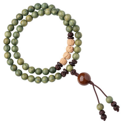 Natural Green Sandalwood Mala Bracelet