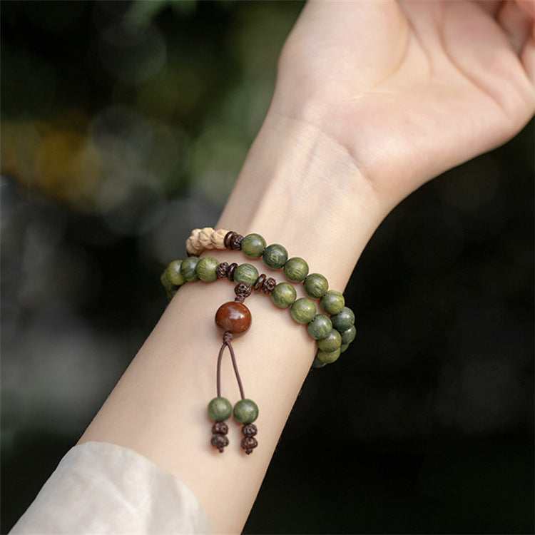 Natural Green Sandalwood Mala Bracelet