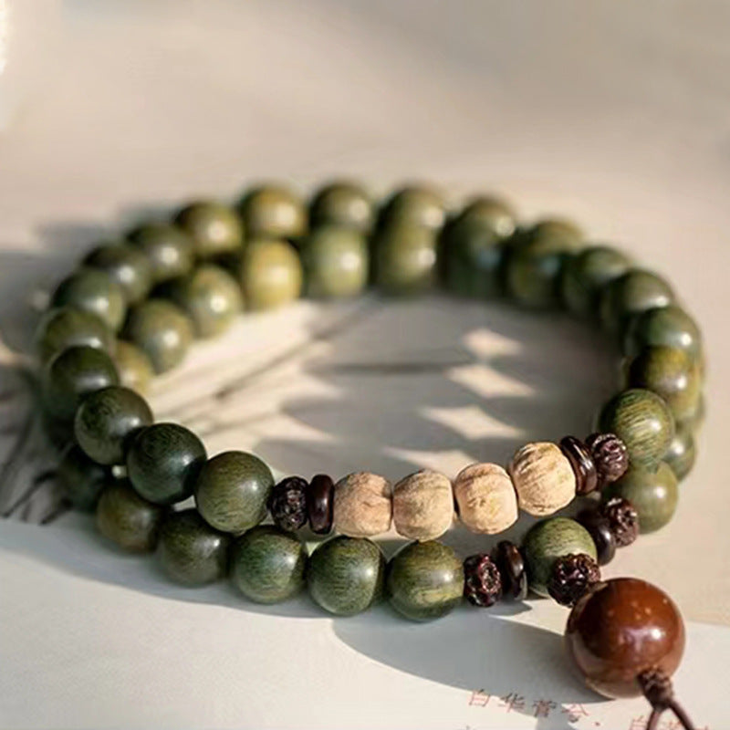 Natural Green Sandalwood Mala Bracelet