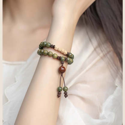 Natural Green Sandalwood Mala Bracelet