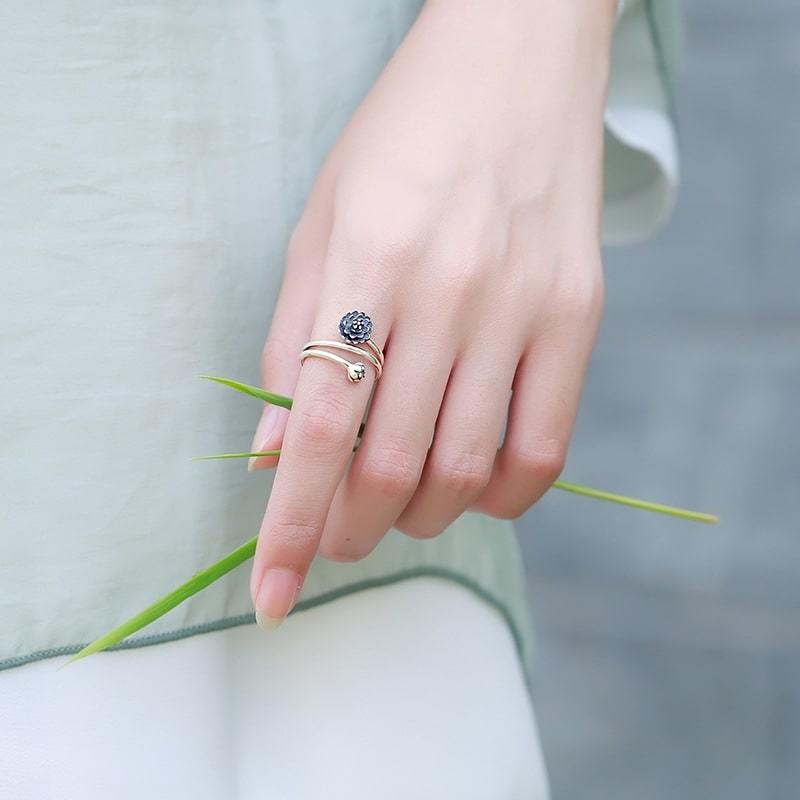 Silver Triple Wrap Lotus Ring - Beauty, Wisdom & Purity