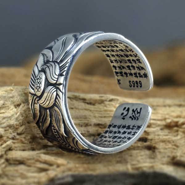 The Heart of Lotus Sutra Ring - For Purity & Wisdom